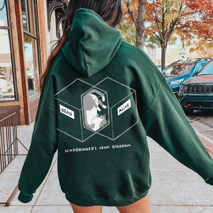 Schrodingers Venn Diagram Printed Back Unisex Cotton Hoodie