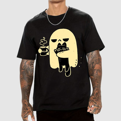 Cute Ghost Holding Cat Geek T-Shirt