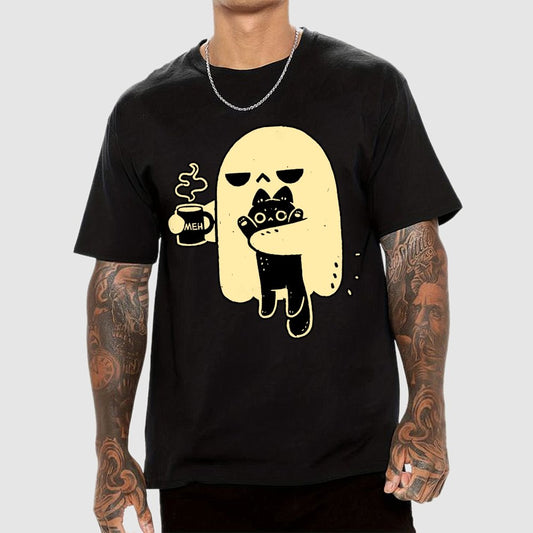 Cute Ghost Holding Cat Geek T-Shirt