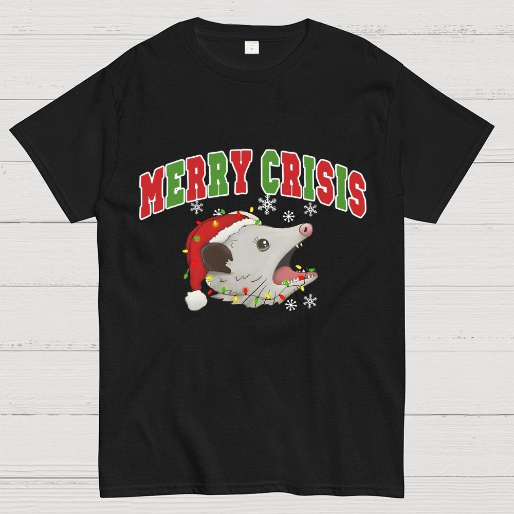 Merry Crisis Opossum Funny Christmas Geek T-Shirt
