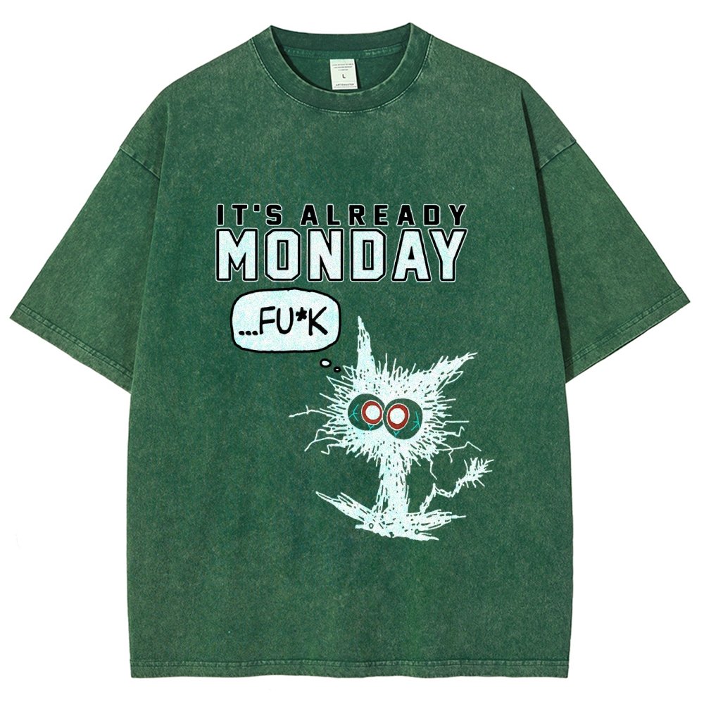 Monday Funny Cat Vintage Distressed T-shirt