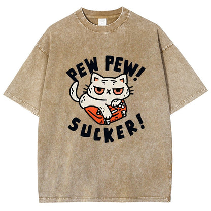 Pew Pew Sucker Vintage Distressed T-shirt