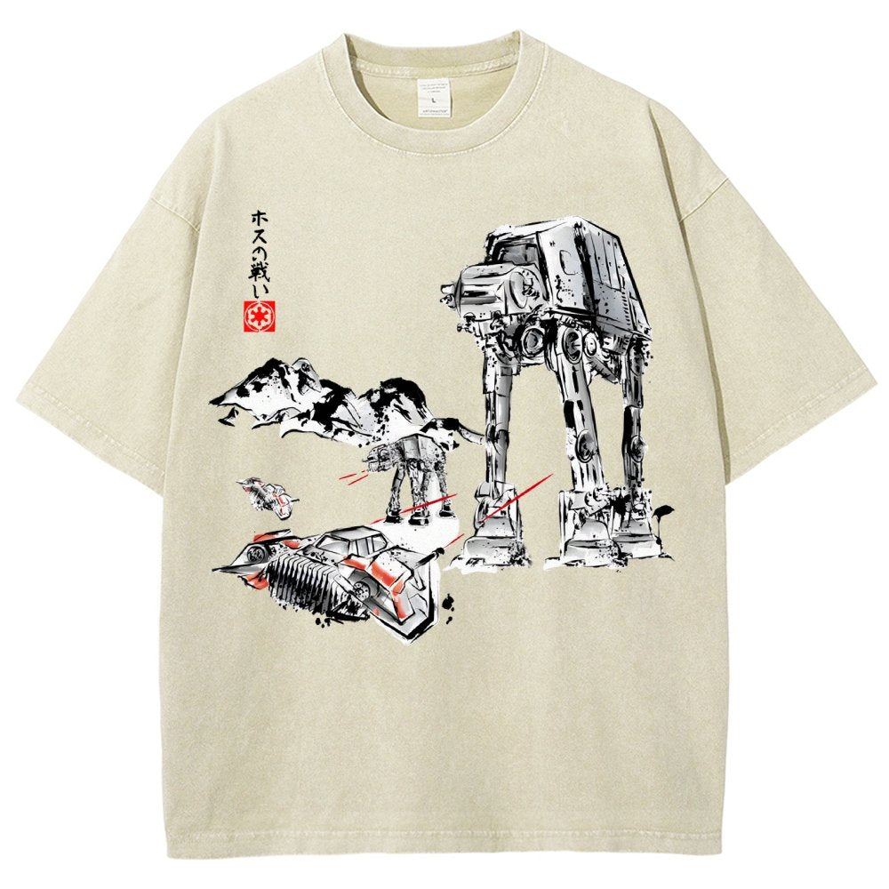 Battle In The Snow Sumi-E Vintage Distressed T-shirt