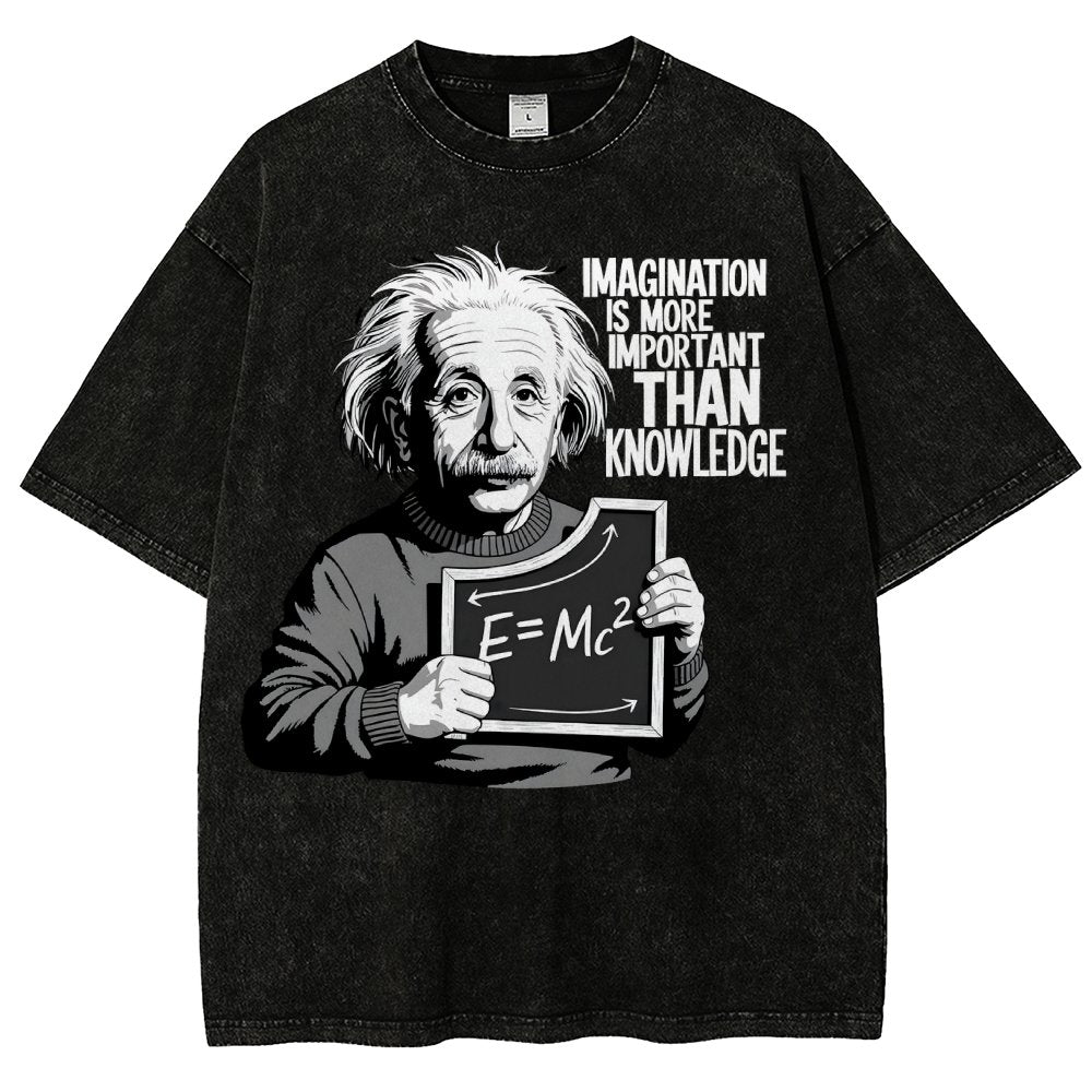 Imagination is more important than knowledge Vintage Distressed T-shirt