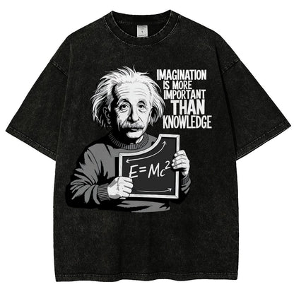 Imagination is more important than knowledge Vintage Distressed T-shirt