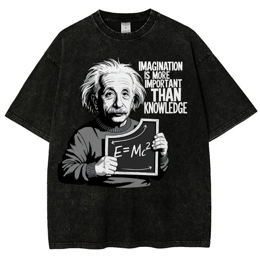 Imagination is more important than knowledge Vintage Distressed T-shirt