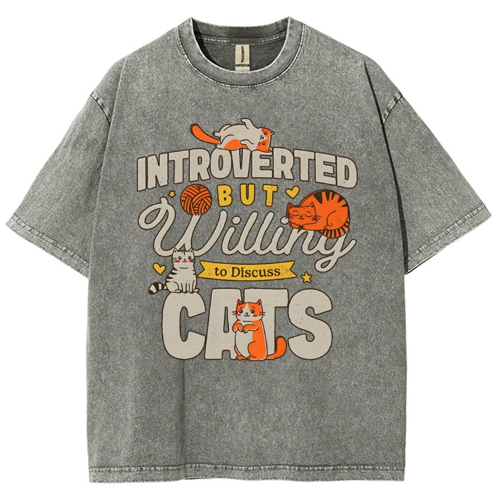 Willing to Discuss Cats Vintage Distressed T-shirt