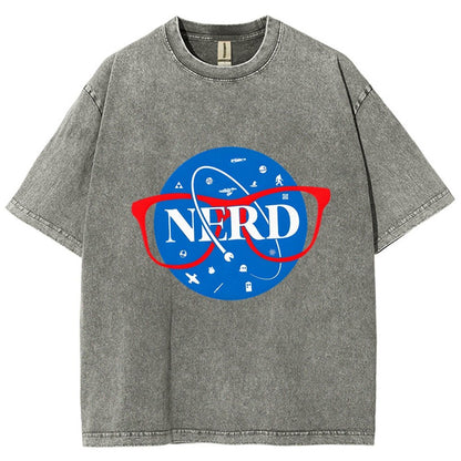 Nerdy Space Patch Vintage Distressed T-shirt