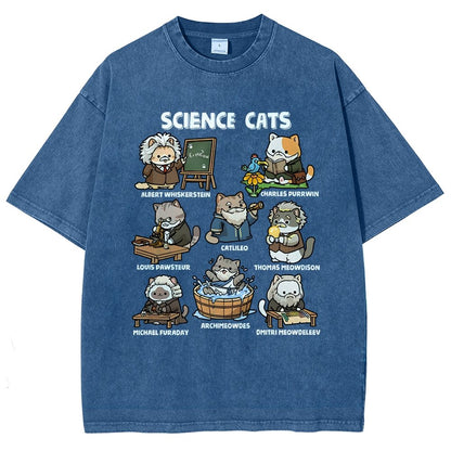 Science Cats Vintage Distressed T-shirt