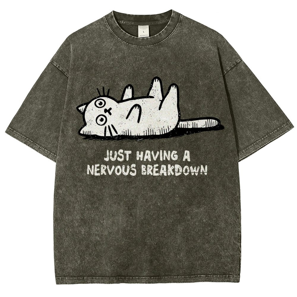 Nervous Breakdown Cat Vintage Distressed T-shirt