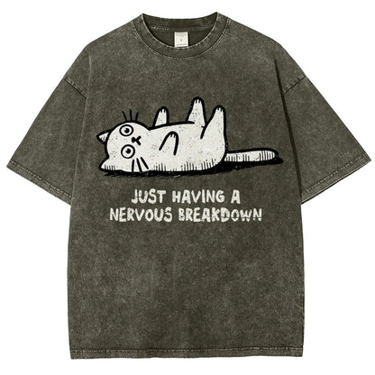 Nervous Breakdown Cat Vintage Distressed T-shirt