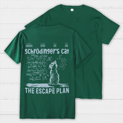 Schrodinger's Cat Escape Plan Interesting Physics Science Back-printed Geek T-shirt