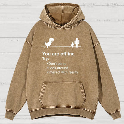 Funny Offline No Internet Vintage Distressed Hoodie