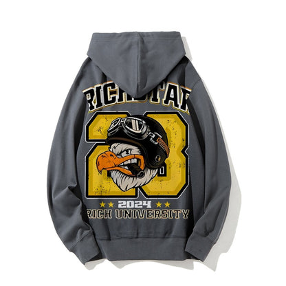 Vintage Rich Star Graphic Print Printed Back Cotton Hoodie