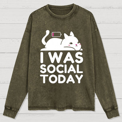 I Was Social Today Washed Long Sleeve Tee