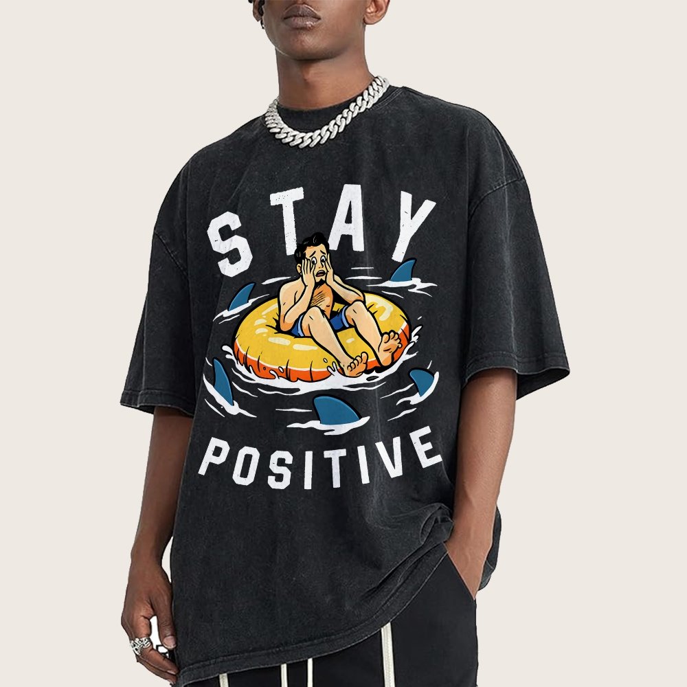 Try to Stay Positive! Vintage Distressed T-shirt