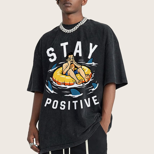Try to Stay Positive! Vintage Distressed T-shirt