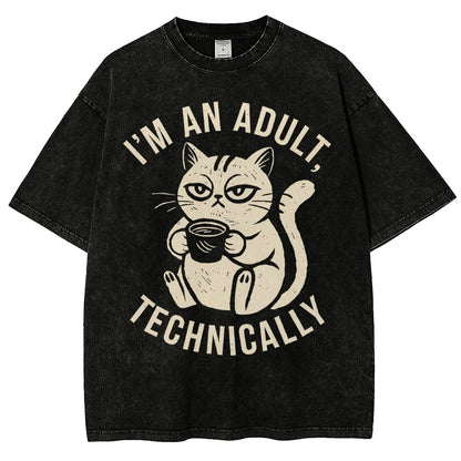 I'm an adult technically Vintage Distressed T-shirt