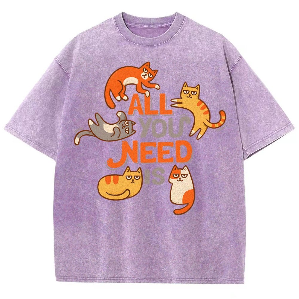 All You Need Is Cat Vintage Distressed T-shirt