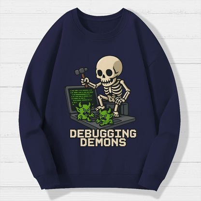 Debugging Demons Funny Programmer Geek Cotton Sweatshirt