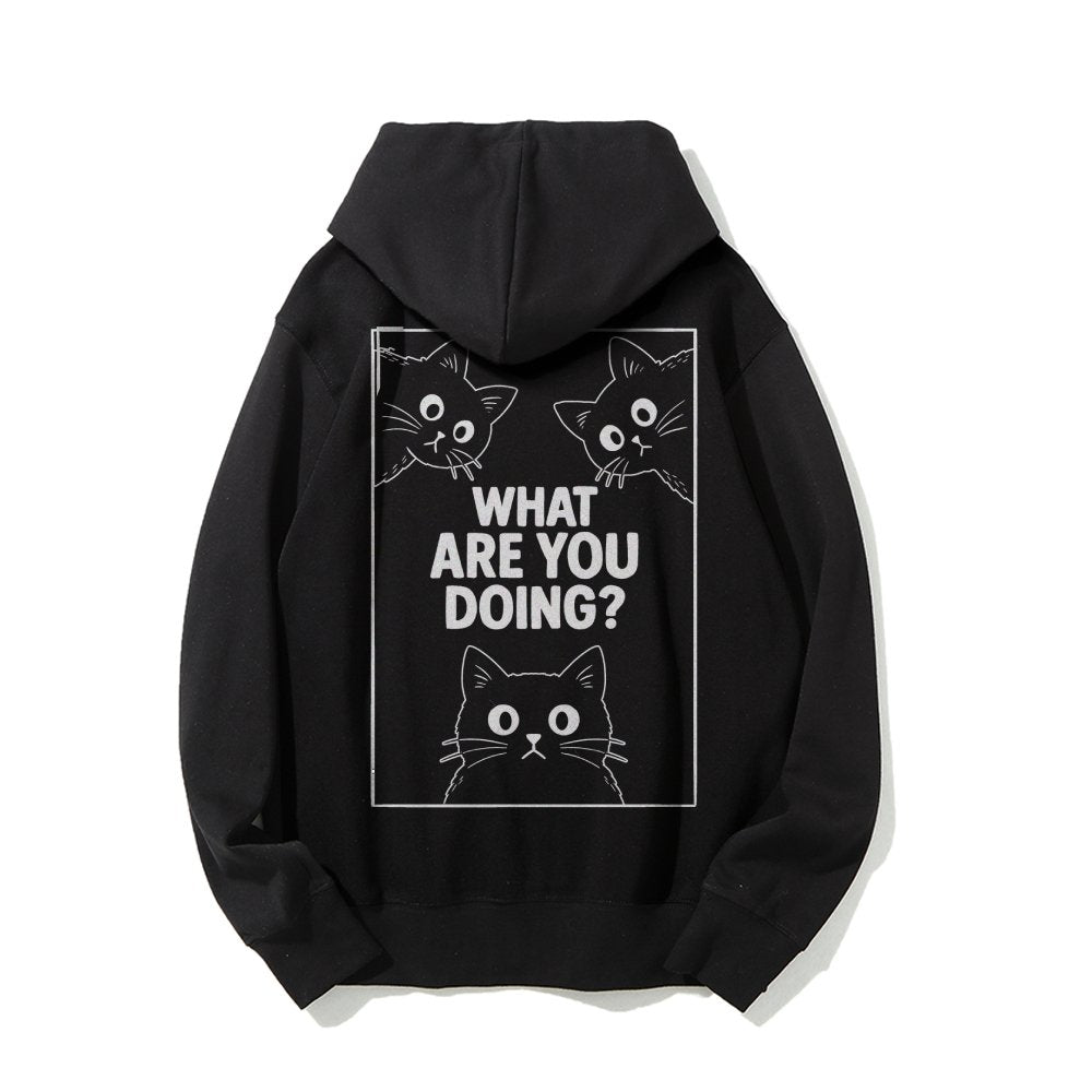 What Are You Doing Printed Back Unisex Cotton Hoodie