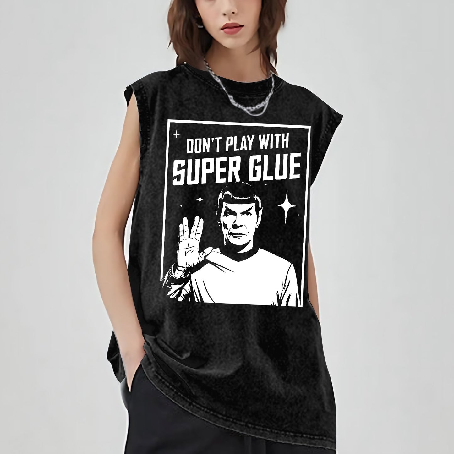 Don't Play With Superglue Vintage Distressed Washed Tank