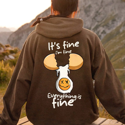 Everything is fine Printed Back Unisex Cotton Hoodie