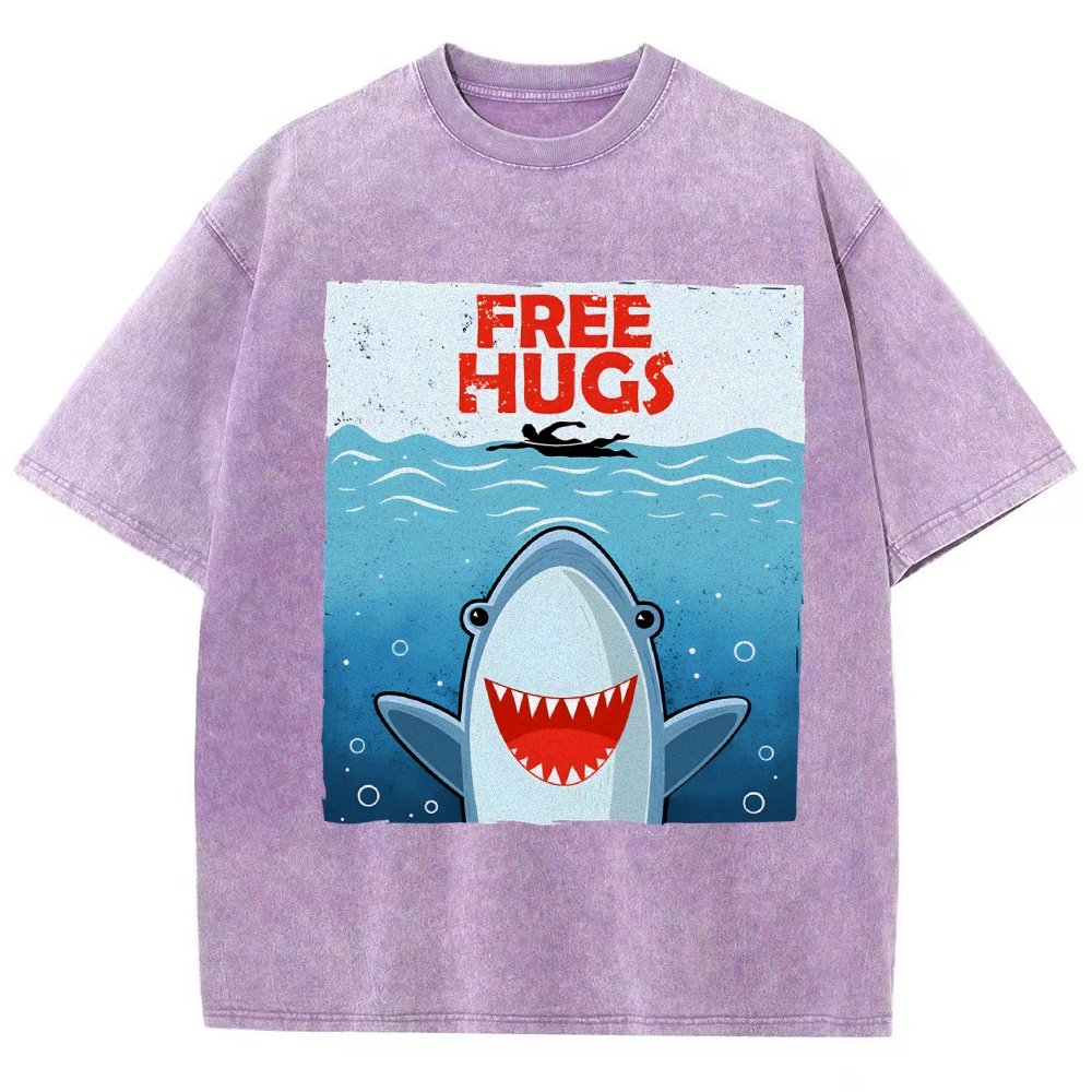 Free Shark Hugs Vintage Distressed T-shirt