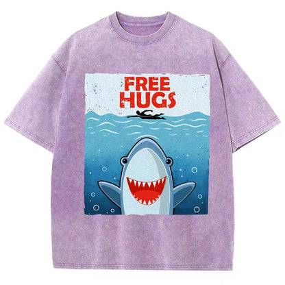 Free Shark Hugs Vintage Distressed T-shirt