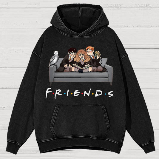 True friends Funny Nerdy Vintage Distressed Hoodie