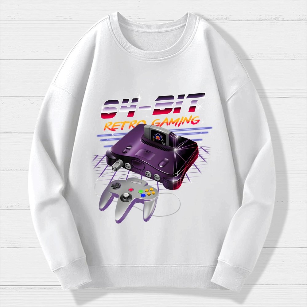 '64-Bit Retro Gaming Geek Cotton Sweatshirt