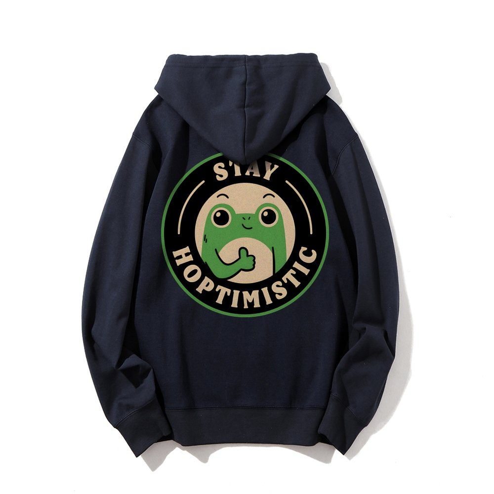 Stay Hoptimistic Printed Back Unisex Cotton Hoodie