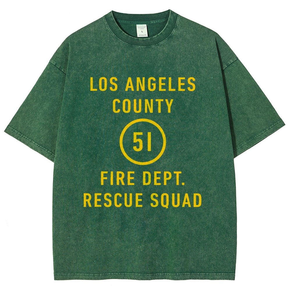 Emergency - Los Angeles County Fire Dept. Squad 51 Vintage Distressed T-shirt