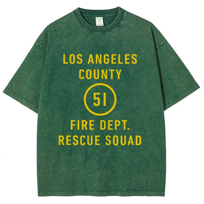 Emergency - Los Angeles County Fire Dept. Squad 51 Vintage Distressed T-shirt
