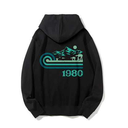 Retro Vintage Base Printed Back Unisex Cotton Hoodie