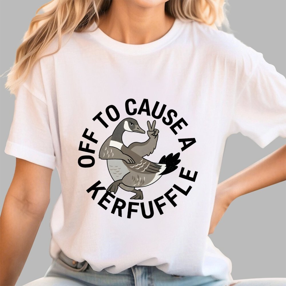 Off To Cause A Kerfuffle Goose Art Print Geek T-Shirt