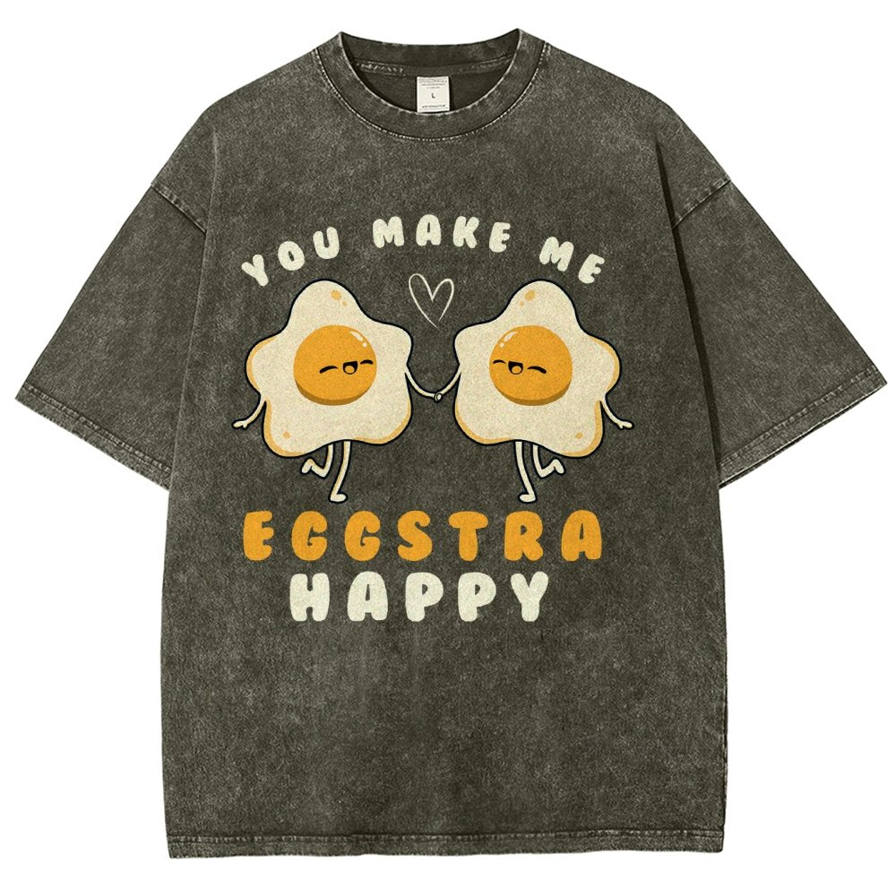 You Make Me Eggstra Happy Vintage Distressed T-shirt