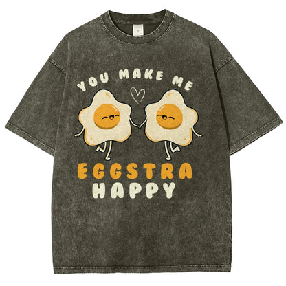 You Make Me Eggstra Happy Vintage Distressed T-shirt