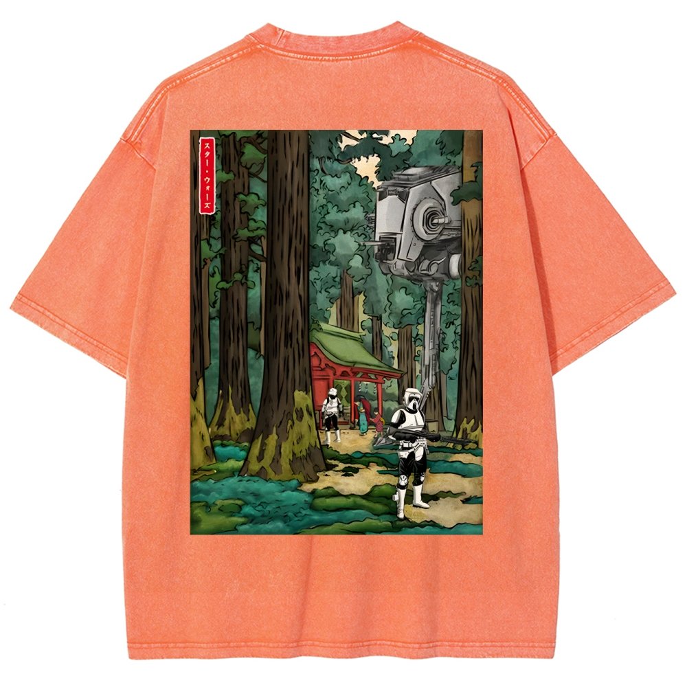 Cosmic Realm In Japanese Forest Washed T-Shirt