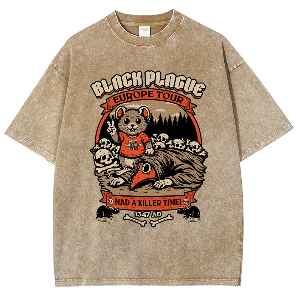 Black Plague Vacation Rat Vintage Distressed T-shirt