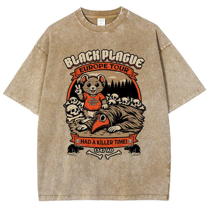 Black Plague Vacation Rat Vintage Distressed T-shirt
