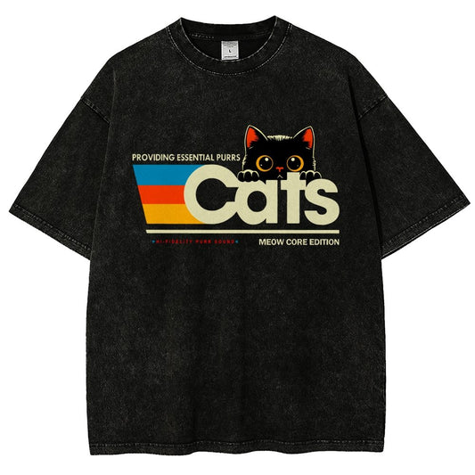 Retro Cats Vintage Distressed T-shirt