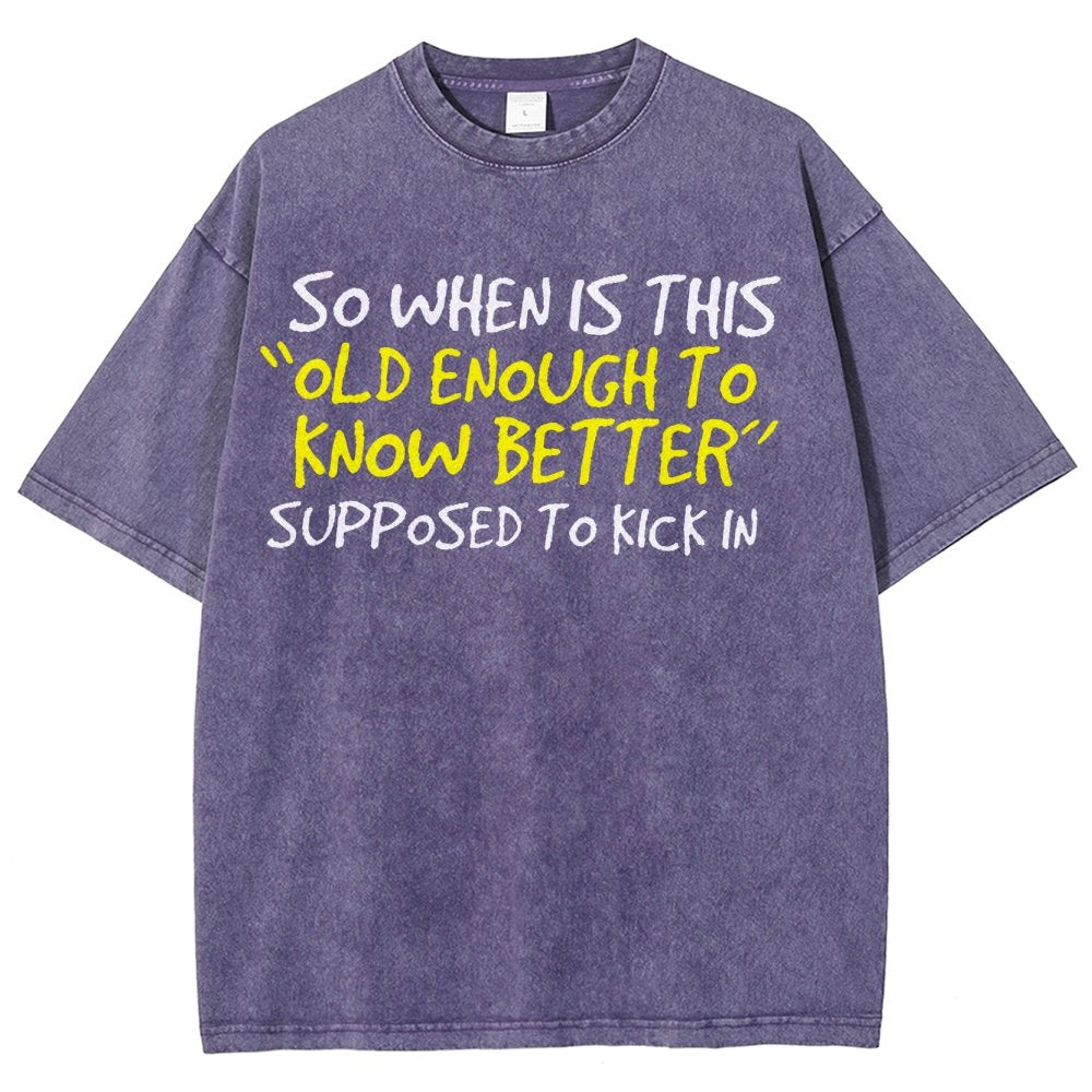 So When Is This Old Enough To Know Better Supposed To Kick In Vintage Distressed T-shirt