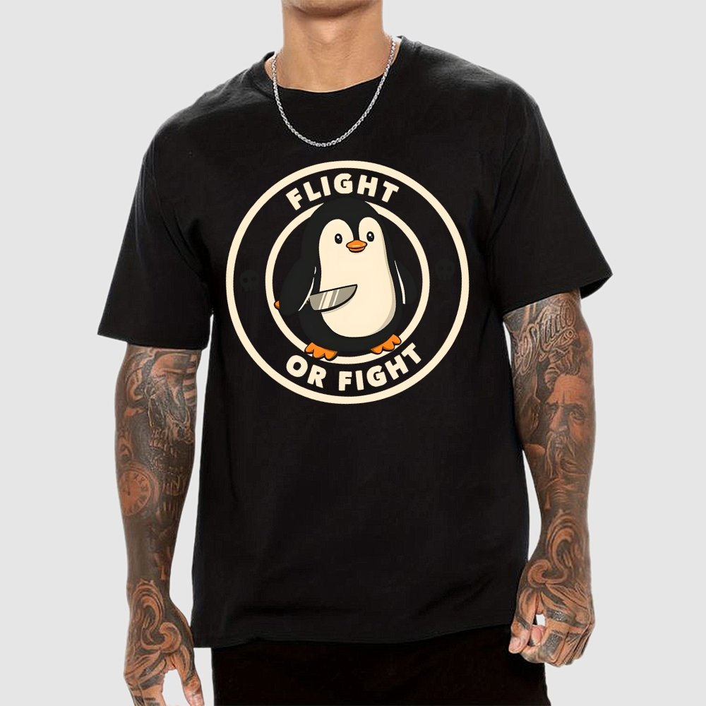 Flight or Fight Penguin Geek T-Shirt