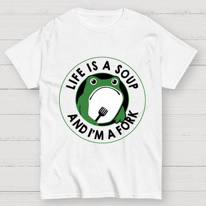 Life Is Soup and I'm a Fork Frog Geek T-Shirt