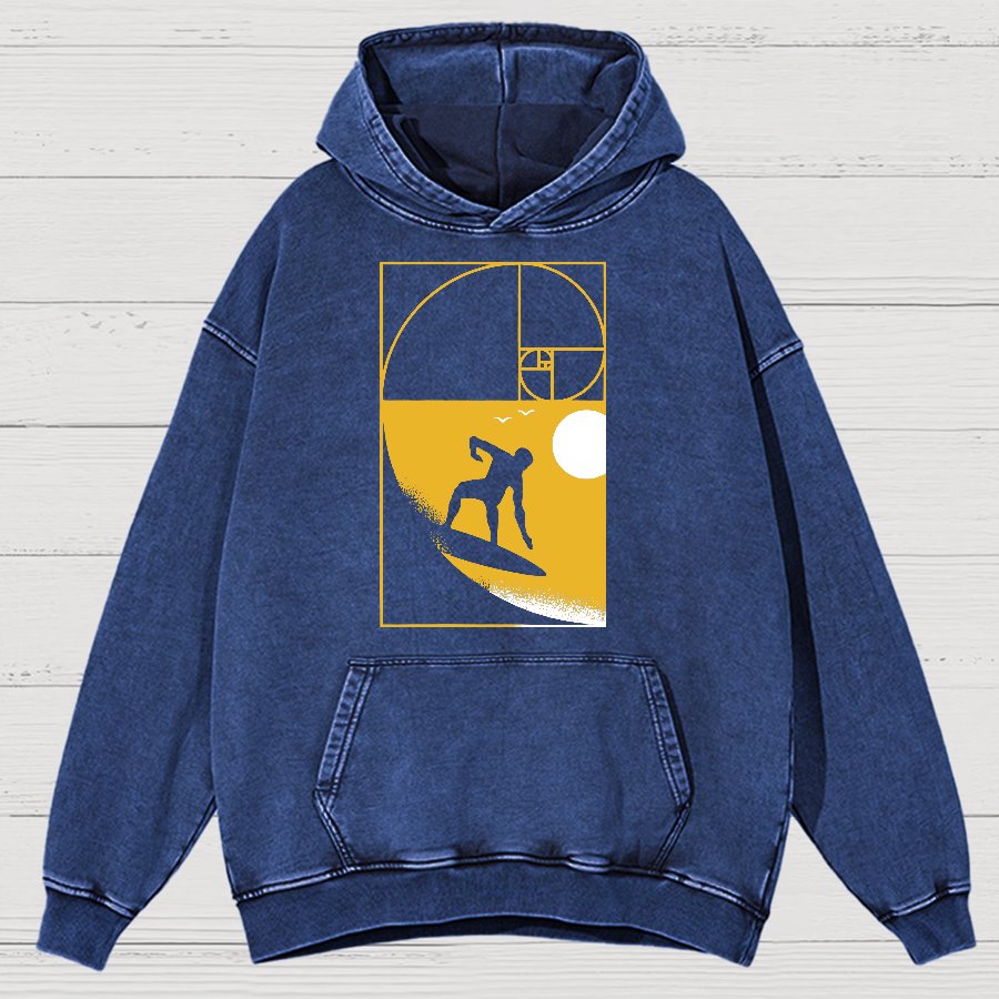 Golden Spiral Wave Geek Vintage Distressed Hoodie