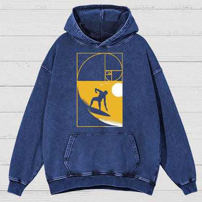 Golden Spiral Wave Geek Vintage Distressed Hoodie