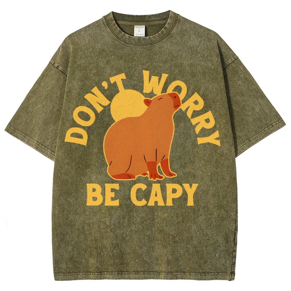 Don't Worry Be Capy Vintage Distressed T-shirt