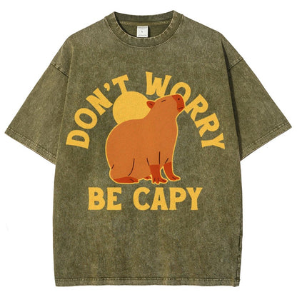 Don't Worry Be Capy Vintage Distressed T-shirt
