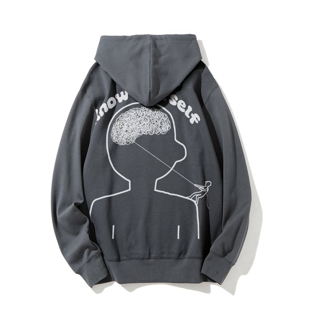 Vintage Mental Health Matters Graphic Print Printed Back Cotton Hoodie